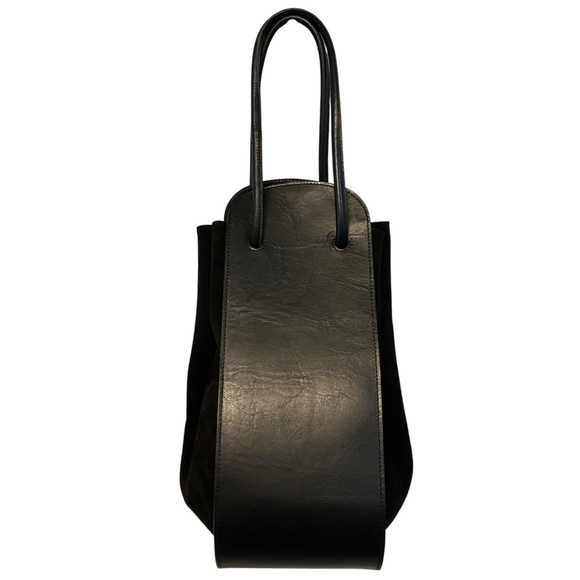 ARTS & SCIENCE BLACK LEATHER AND SUEDE DOUBLE TOP HANDLE TOTE - Picture 1 of 13